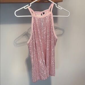 Pink Sequin Halter Top